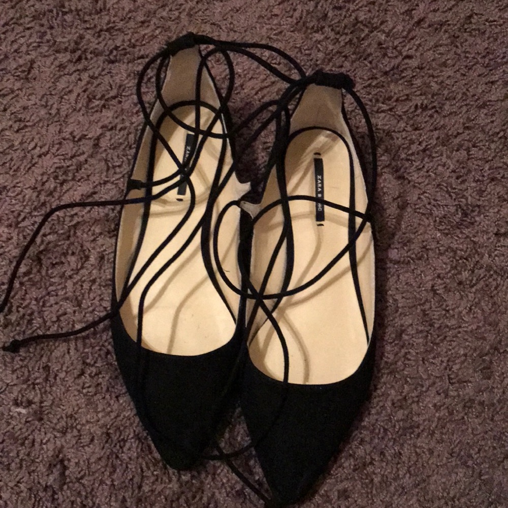 Zara lace up flats